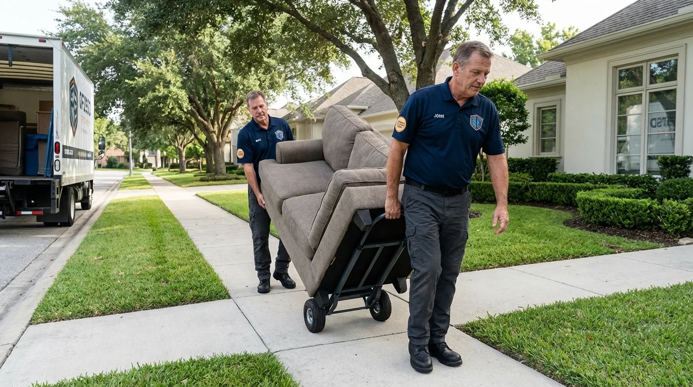Local residential moving crew loading furniture in Pierceton, IN